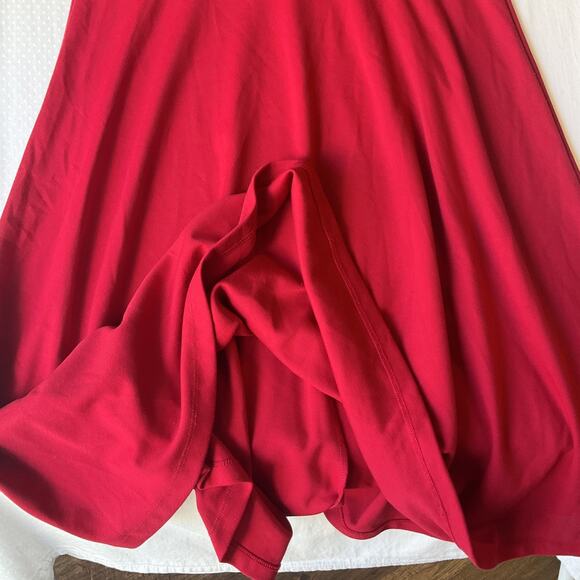 Lands' End Women Midi Dress S (6-8) Red Fit & Flare Sequin Sleeveless Stretch - Picture 8 of 10